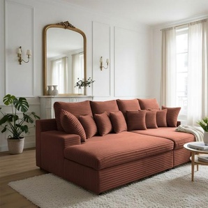 Bigsofa Couchgarnitur AROSA Megasofa in Stoff Tilia Rostbraun