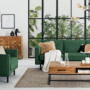 Bigsofa Grün Cordstoff Poppy 237 x 81 x 96cm Boho