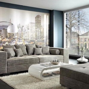 Bigsofa Marlen 300x140 cm Hellgrau mit Sitzhocker, Big Sofas