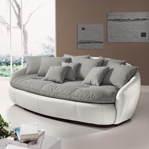 Bigsofa Kunstleder / Webstoff Grau/Altweiß/Rauchgrau Kunstleder Piera / Webstoff Jaina 238 x 80 x 140cm Modern