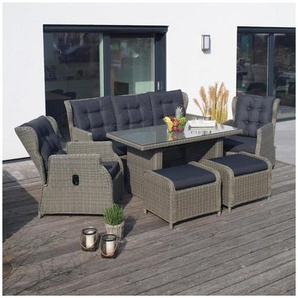 Bilbao Dininglounge - Polyrattan, braun, für 7 Personen, wetterfest, Garten Sitzgruppe, Essgruppe, Gartenmöbel Set bellavista Home&Garden Green Spirit