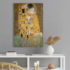 Bild Der Kuss Klimt Papier auf MDF Gold 90 x 60cm