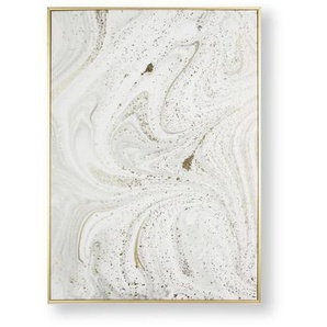 Bild, Grau, Weiß, Gold, Textil, rechteckig, 50x70x3 cm, Keilrahmen, einfache und schnelle Anbringung, Bilder