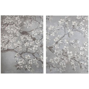 Bild, Grau, Weiß, Textil, 2-teilig, rechteckig, 60x120x3 cm, Keilrahmen, einfache und schnelle Anbringung, Bilder
