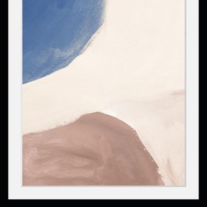 Bild mit Rahmen BRUNO BANANI Gerahmter Digitaldruck - Wandbild Bilder Gr. B/H: 50 cm x 70 cm, Wandbild Abstrakt Hochformat, 1 St., blau (braun, blau) Bilder mit Rahmen Abstrakt - Holzrahmen Dekoration