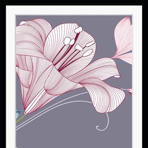 Bild QUEENCE Alma Bilder Gr. B/H: 30 cm x 40 cm, Wandbild Blumen Hochformat, rosa (schwarz) Kunstdrucke Blumen, gerahmt