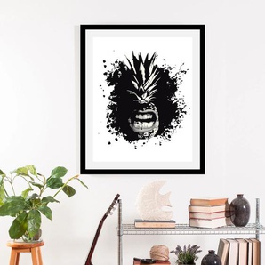 Bild QUEENCE Angry Pineapple Bilder Gr. B/H: 50 cm x 70 cm, Wandbild Hochformat, 1 St., schwarz Kunstdrucke