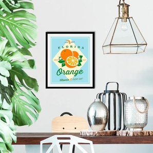 Bild QUEENCE Florida Orange Bilder Gr. B/H: 50 cm x 70 cm, Wandbild Hochformat, 1 St., bunt (orange, gelb, blau) Kunstdrucke
