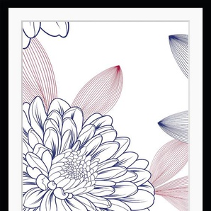 Bild QUEENCE Lia Bilder Gr. B/H: 30 cm x 40 cm, Wandbild Blumen Hochformat, bunt (schwarz) Kunstdrucke Blumen, gerahmt