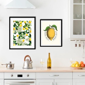 Bild QUEENCE Set Citrus Bilder Gr. B/H: 30 cm x 40 cm, Wandbild Hochformat, 1 St., gelb Kunstdrucke