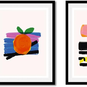 Bild QUEENCE Set Fonsi Bilder Gr. B/H: 30 cm x 40 cm, Wandbild Hochformat, 1 St., bunt (orange, blau, gelb) Kunstdrucke