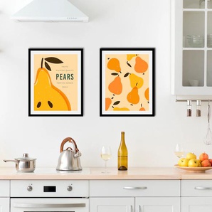 Bild QUEENCE Set Pears Bilder Gr. B/H: 30 cm x 40 cm, Wandbild Hochformat, 1 St., gelb (gelb, orange) Kunstdrucke