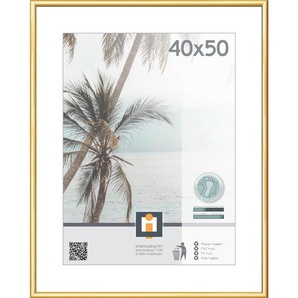 Bilderrahmen Kyoto, Gold, Kunststoff, Glas, rechteckig, 41.2x51.1 cm, Bilder und Zubehör, Bilderrahmen, Bilderrahmen Kunststoff