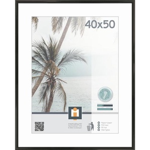 Bilderrahmen Kyoto, Schwarz, Kunststoff, Glas, rechteckig, 41.2x51.1 cm, Bilder und Zubehör, Bilderrahmen, Bilderrahmen Kunststoff