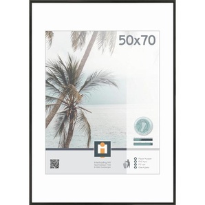 Bilderrahmen Kyoto, Schwarz, Kunststoff, Glas, rechteckig, 50x70 cm, Bilder und Zubehör, Bilderrahmen, Bilderrahmen Kunststoff