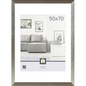 Bilderrahmen , Silber , Glas , rechteckig , 75x55x1.4 cm , Bilderrahmen, Bilderrahmen