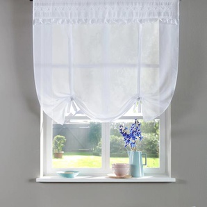 Bindegardine HOME AFFAIRE LISA Gardinen Gr. 120 cm, Stangendurchzug, 80 cm, weiß Landhaus Gardinen Gardine transparent, Bindegardine mit echter Spitze