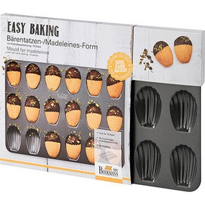 Birkmann Bärentatzen-/Madeleineform Easy Baking, Anthrazit, Metall, rechteckig, 37.1x26.5x1.5 cm, kratzfest, antihaftbeschichtet, Backen, Backformen,