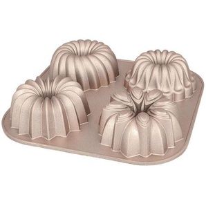 Birkmann Gugelhupfform Contoura, Gold, Metall, quadratisch, 24x4.5x24 cm, antihaftbeschichtet, Backen, Backformen, Gugelhupfformen