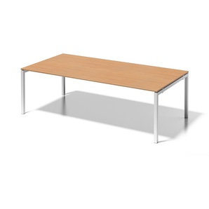 Bisley Cito Konferenztisch  höhenverstellbar - 240x120 cm Meetingtisch XXL Schreibtisch in Ahorn - Gestell: verkehrsweiß