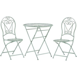 Bistroset grün Metall 2er Balkon Terrasse Zusammenklappbar Garten romantisch