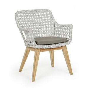 Bizzotto Sessel Madison Fabe bianca - Teak/Alu/Geflecht