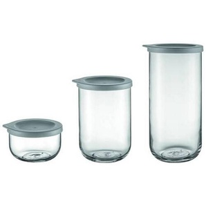 Blomus Vorratsgläserset Sharkskin, Hellgrau, Glas, 3-teilig, Küchenzubehör, Vorratsbehälter, Vorratsgläser