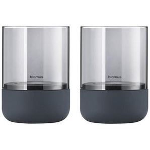 Blomus Windlichtset Calma, Dunkelgrau, Stein, Glas, 9.5 cm, Dekoration, Windlichter & Laternen, Windlichter