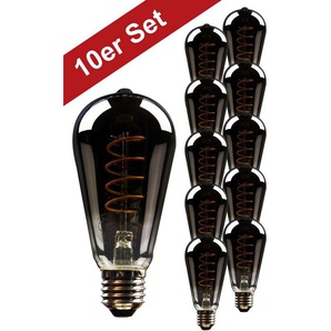 BLULAXA LED-Filament Vintage, E27, 10 St., Extra-Warmweiß, 10er-Set, Vintage ST64, smoky, superwarmweis