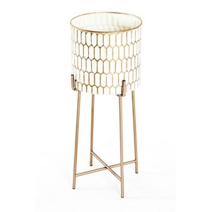 Blumenständer , Creme, Gold , Metall , 26x64x26 cm , Wohnzimmer, Wohnzimmertische, Blumenständer