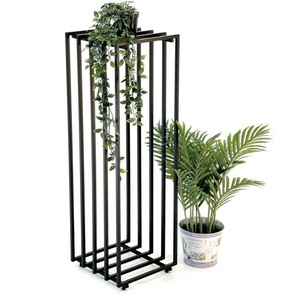 Blumenständer Metall Schwarz Eckig 96609 Pflanzenständer Beistelltisch Modern Design Innen Outdoor - Dandibo