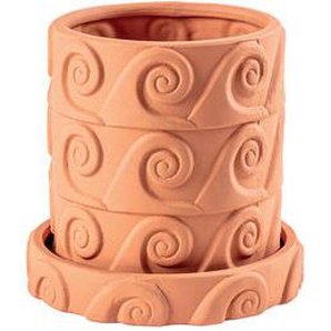 Blumentopf Magna Graecia keramik orange braun / Onda - Mit Untersetzer / Ø 24 x H 23 cm - Seletti - Braun