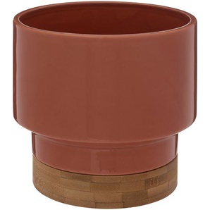 Blumentopf Topf aus Keramik   Bambus, orange, H.16 cm
