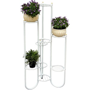 Blumentreppe Metall Weiß 93924 Pflanzenentreppe 121 cm Blumenregal Pflanzenständer Blumenständer