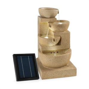 Blumfeldt Korinth Zierbrunnen Gartenbrunnen 3W Solar LED Sandsteinoptik