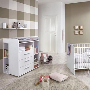 BMG Möbel Babymöbel-Set Luis, (Set, 5-tlg., Bett + Wickelkommode + Unterstellregal (Set 2-tlg) + Wandboard), Bett + Wickelkommode + Unterstellregal (Set 2-tlg) + Wandboard