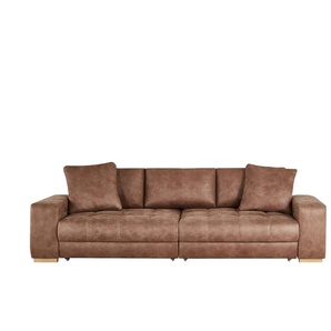 bobb Big Sofa Lederoptik - elektr. Sitztiefenverstellung Caro ¦ braun ¦ Maße (cm): B: 302 H: 68 T: 136.0