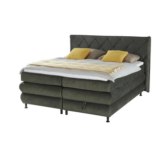 bobb Boxspringbett mit Stauraum - grün - Materialmix - 212 cm - 134 cm | Möbel Kraft
