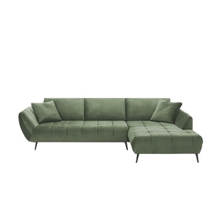 bobb Ecksofa mit Sitztiefenverstellung Carly ¦ grün ¦ Maße (cm): B: 313 H: 90 T: 215.0