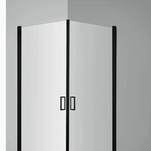 Bodenablauf WELLTIME Florenz 2.2 Black, schwarz, B:90cm H:190cm T:90cm, Duschkabinen, Hebe-Senk-Mechanismus, barrierefrei einbaubar, mit Drehtüren