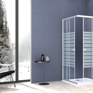 Bodenablauf WELLTIME Trento Banda Plus, grau (chromfarben), B:90cm H:180cm T:90cm, Duschkabinen, Anti-Kalk-Versiegelung, variabler Verstellbereich, mit Schiebetüren