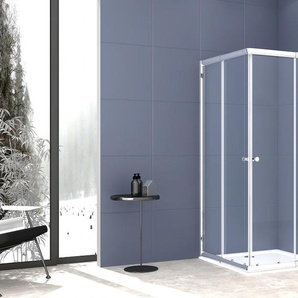 Bodenablauf WELLTIME Trento Plus, grau (chromfarben), B:90cm H:180cm T:90cm, Duschkabinen, Anti-Kalk-Versiegelung, variabler Verstellbereich, mit Schiebetüren