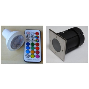 6365 Bodeneinbau LED RGB +kalt weiß Strahler +Fernbed. +Timer 230 Volt eckig