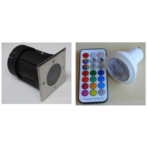 5964 Bodeneinbau LED RGB WW Strahler +Fernbedienung +Timer 230 Volt eckig