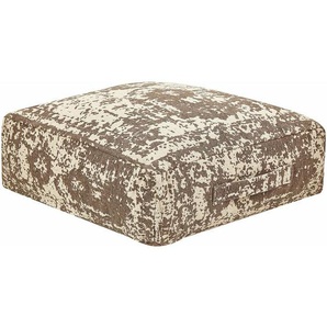 Bodenkissen Beige / Braun Baumwolle 50 x 50 x 20 cm Quadratisch Sitzkissen Meditation Meditieren Abstraktes Design für Wohnzimmer Schlafzimmer