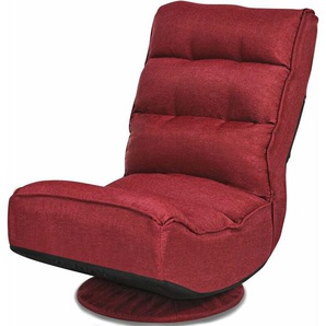 Bodenstuhl 360°drehbar, Bodensessel mit 5-Fach Verstellbarer Rückenlehne, bis 120kg belastbar, Lazy Sofa Rot - Costway