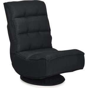 Bodenstuhl 360°drehbar, mit 5-Fach Verstellbarer Rückenlehne, bis 120kg, Bodensessel, Lazy Sofa Schwarz - Costway