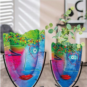 Bodenvase CASABLANCA BY GILDE Designvase Face Twinkle Vasen Gr. B/H/T: 30 cm x 49 cm x 10,5 cm, bunt Blumenvasen