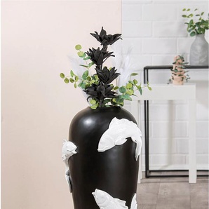 Bodenvase CASABLANCA BY GILDE Vase Koi Vasen Gr. B/H/T: 35 cm x 73 cm x 35 cm, schwarz Blumenvasen