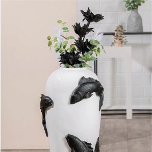 Bodenvase CASABLANCA BY GILDE Vase Koi Vasen Gr. B/H/T: 35 cm x 73 cm x 35 cm, weiß Blumenvasen